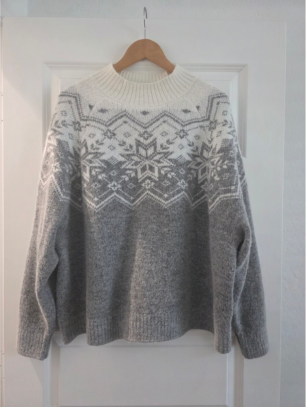 Winter Fairisle Mockneck Wool blend Sweater. Plus size XXL.